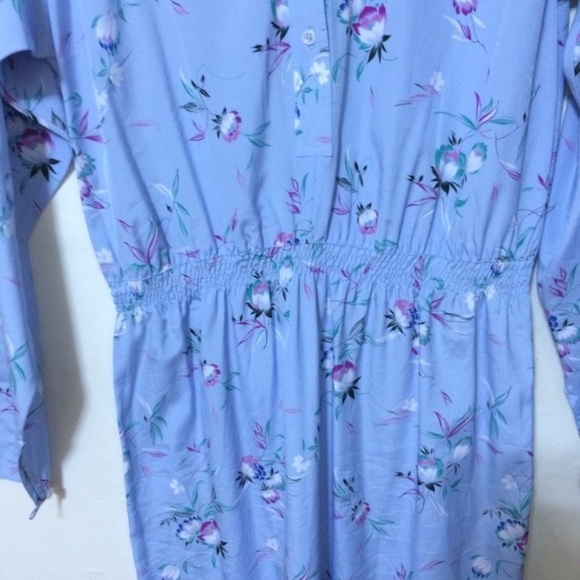 3/$30 VINTAGE 80S MIDI FLORAL DRESS COLLAR LONG SLEEVE MADE IN SHANGHAI SZ XS-S - Picture 6 of 14